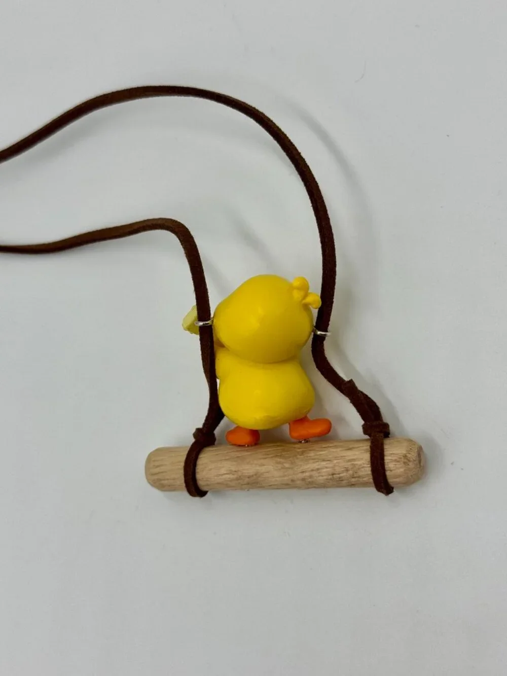 Yellow Duck On Wood Swing With Guitar - Car Accessory, Toy